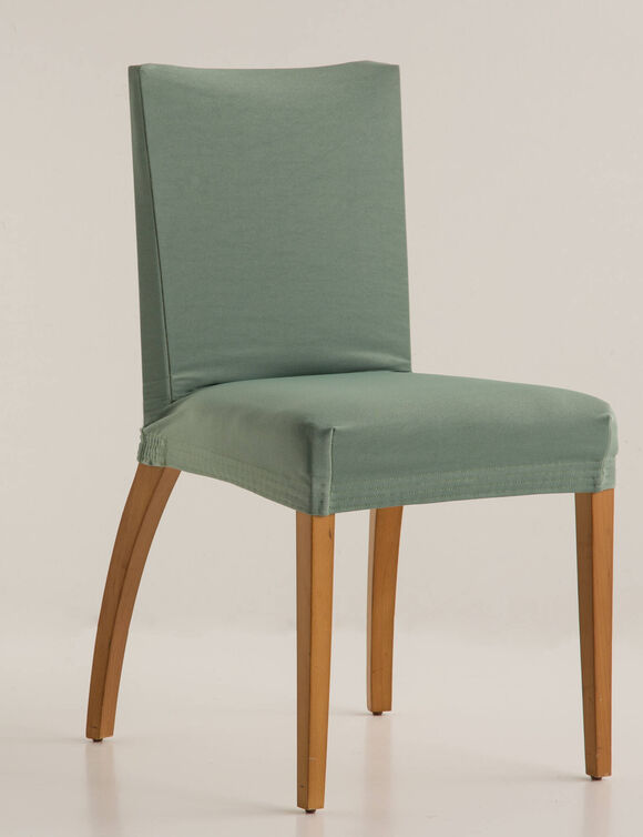 Housse chaise unie bi-extensible (amande) Housse chaise unie bi-extensible (amande)